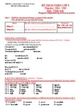 Đề thi Olympic môn Tiếng Anh - Năm học 2014-2015 - Phòng giáo dục và đào tạo huyện Thanh Oai (Có đáp án)